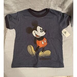 NEW Walt Disney Parks Child Gray Vintage Mickey Mouse Ringer T-Shirt Size 12mo